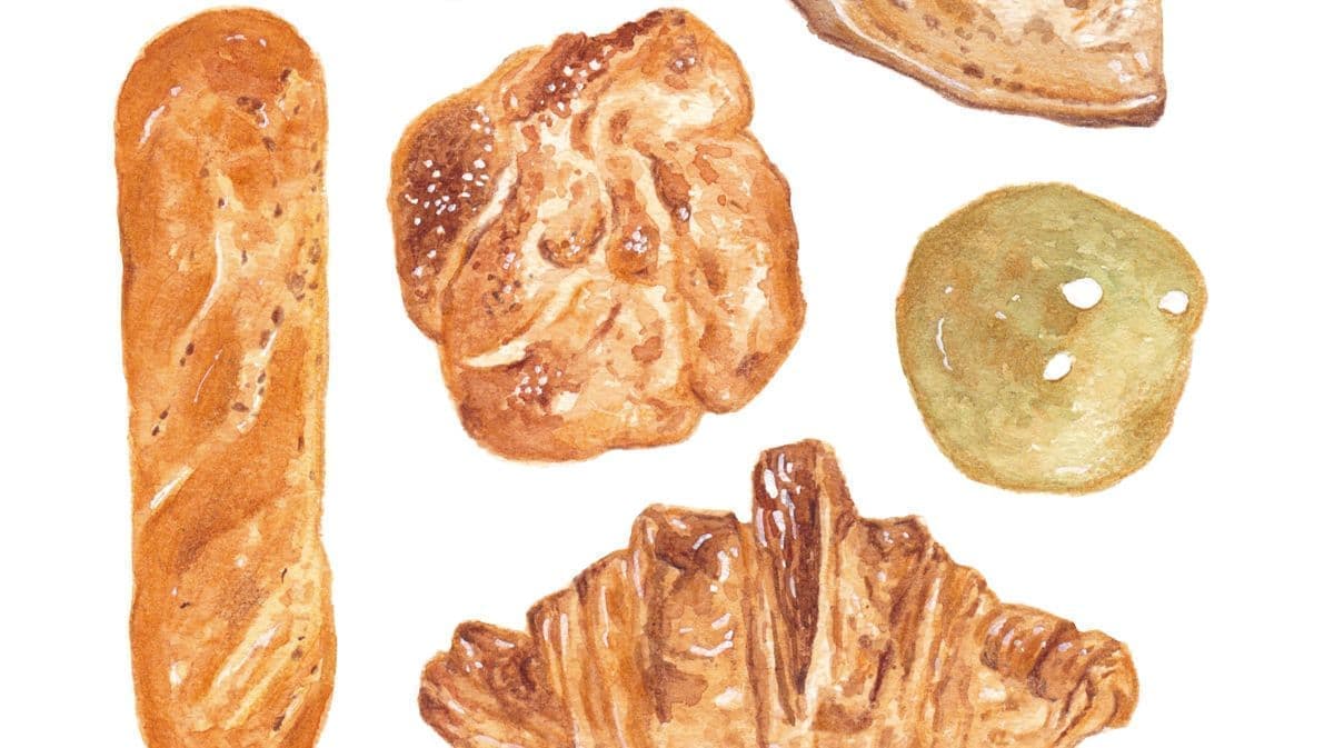 まるやまひとみ,食イラスト,シナモンロール,パンの日